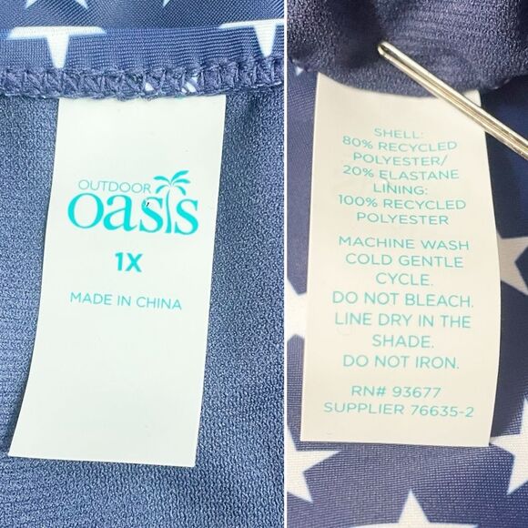 NWT Outdoor Oasis Size 1X One Piece Swimsuit Stars & Stripes USA Flag July 4th - Picture 13 of 15